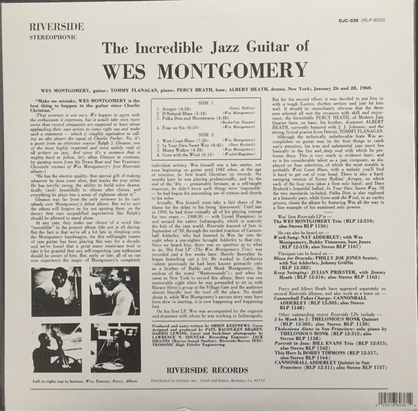 Wes Montgomery - The Incredible Jazz Guitar Of Wes Montgomery | Original Jazz Classics (OJC-036) - 2