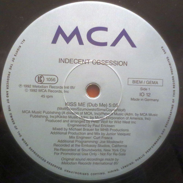 Indecent Obsession - Kiss Me | MCA Records (IO 12) - main Indecent Obsession - Kiss Me | MCA Records (IO 12) - main