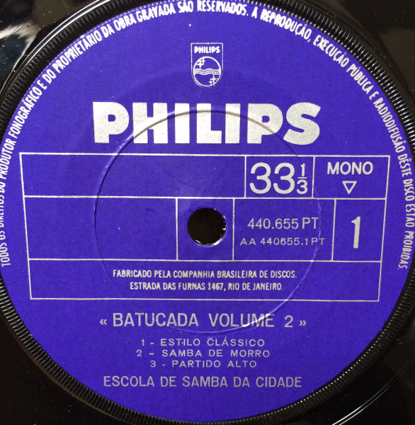 Escola De Samba Da Cidade - Batucada Volume 2 | Philips (440.655-PT) - 3