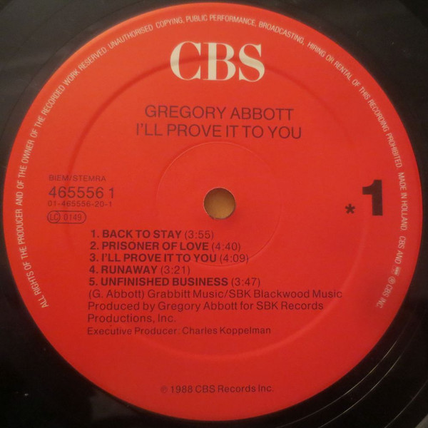 Gregory Abbott - I'll Prove It To You | CBS (CBS 465556 1) - 3