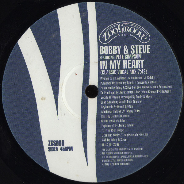 Bobbi & Steve Featuring Pete Simpson - In My Heart | Zoo Groove Stereo (ZGS008) - 2