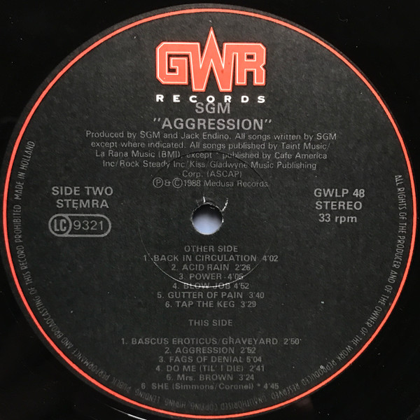 SGM - Aggression | GWR Records (GWLP 48) - 4