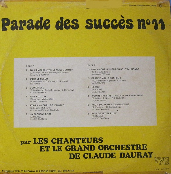 Claude Dauray Et Son Orchestre - Parade Des Succès N°11 | Productions VYG (10108) - 2