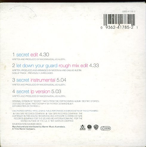 Madonna - Secret CD | Maverick (9362-41785-2) - main Madonna - Secret CD | Maverick (9362-41785-2) - main