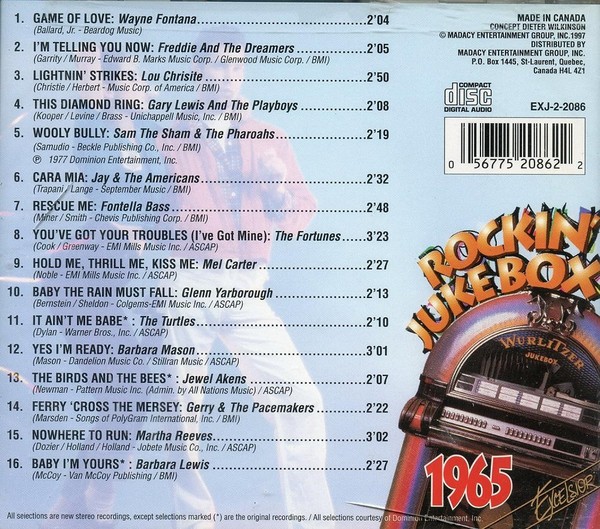 Various - Rockin' Jukebox 1965 | Madacy Entertainment Group, Inc. (EXJ-2-2086) - 2 Various - Rockin' Jukebox 1965 | Madacy Entertainment Group, Inc. (EXJ-2-2086) - 2