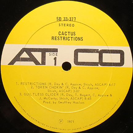Cactus - Restrictions | ATCO Records (SD33-377) - 3