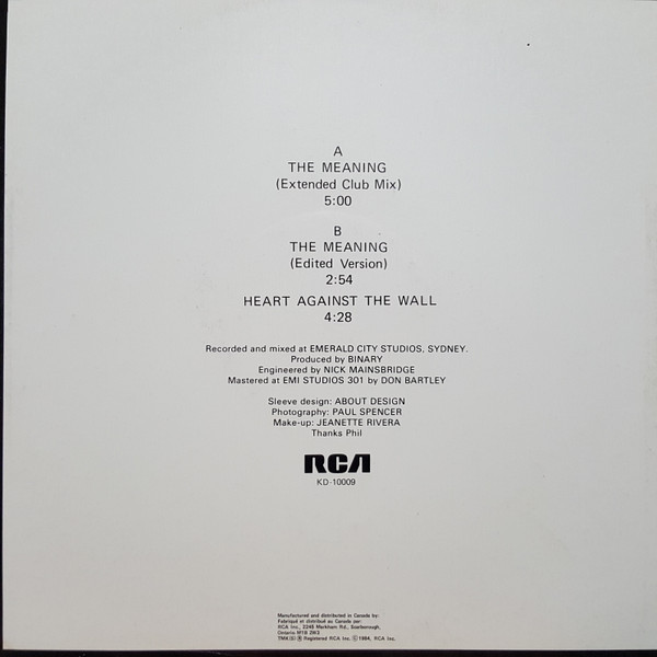 Binary - The Meaning (12") [Vinyl] | RCA Victor (KD-10009) - 2