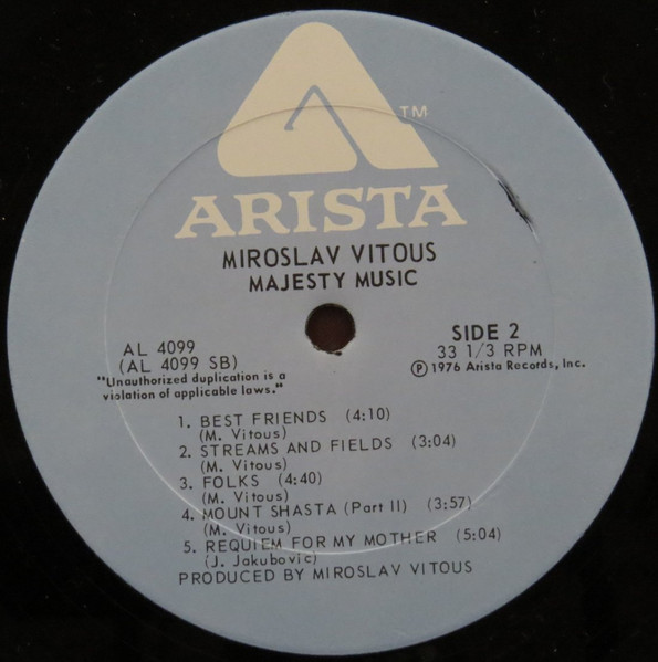 Miroslav Vitous - Majesty Music [Vinyl] | Arista (AL 4099) - 4