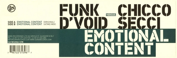 Funk D'Void Versus Chicco Secci - Emotional Content | Soma Quality Recordings (SOMA139R) - 4 Funk D'Void Versus Chicco Secci - Emotional Content | Soma Quality Recordings (SOMA139R) - 4