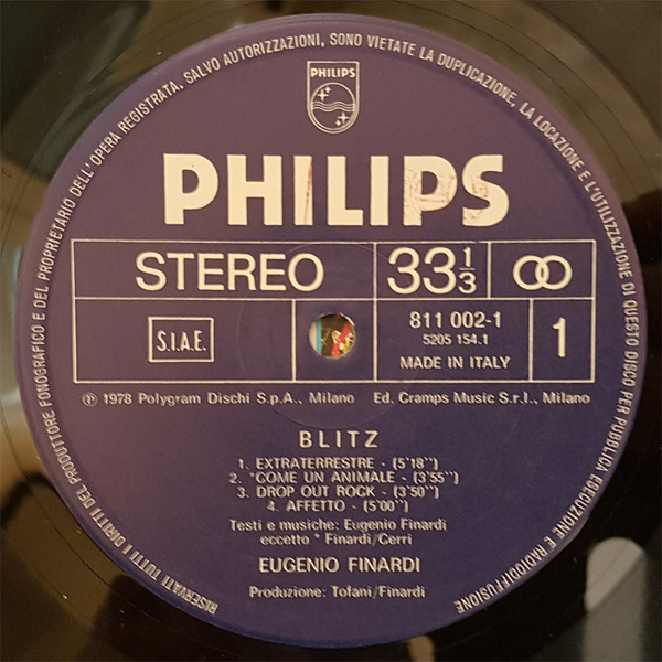Eugenio Finardi - Blitz | Philips (811 002-1) - main