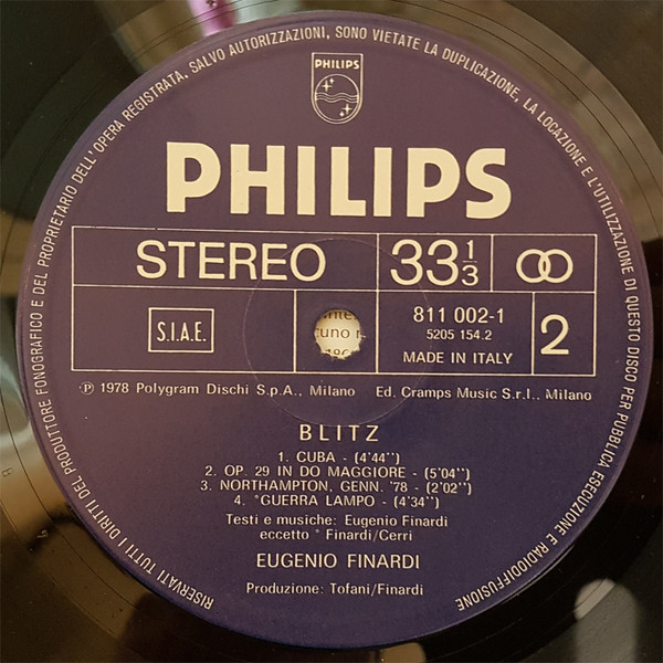Eugenio Finardi - Blitz | Philips (811 002-1) - 2