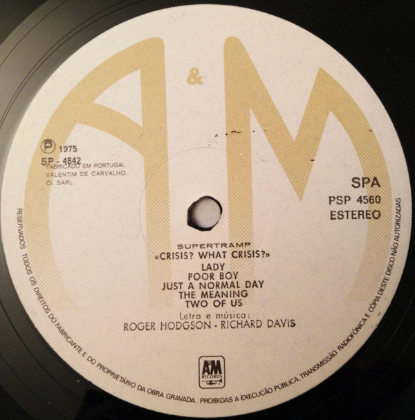 Supertramp - Crisis? What Crisis? | A&M Records (PPSP-4560) - 2