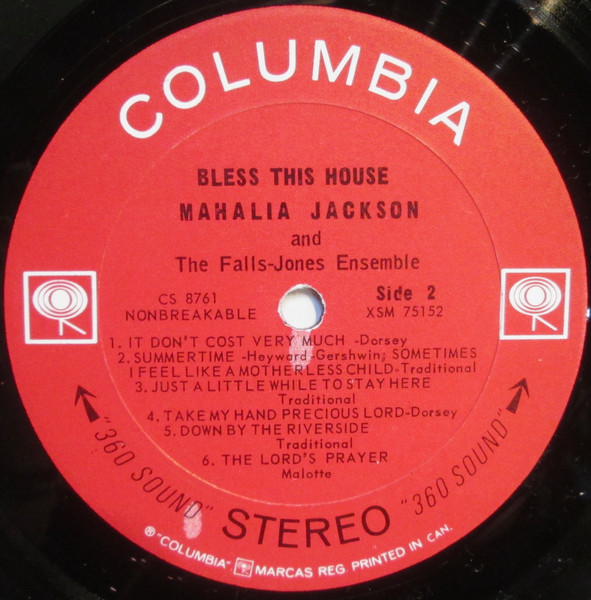 Mahalia Jackson And The Falls-Jones Ensemble - Bless This House | Columbia (CS 8761) - 4 Mahalia Jackson And The Falls-Jones Ensemble - Bless This House | Columbia (CS 8761) - 4