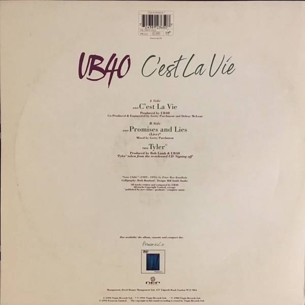 UB40 - C'est La Vie | DEP International (DEPY 4312) - main