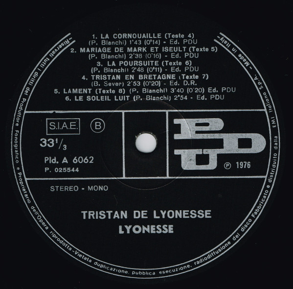 Lyonesse - Tristan De Lyonesse | PDU (Pld A 6062) - 4