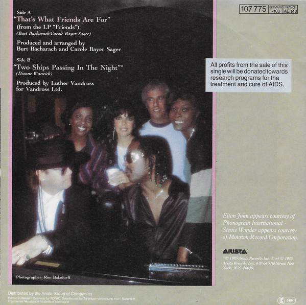 Dionne & Friends featuring Elton John , Gladys Knight and Stevie Wonder - That's What Friends Are For | Arista (107 775) - 2
