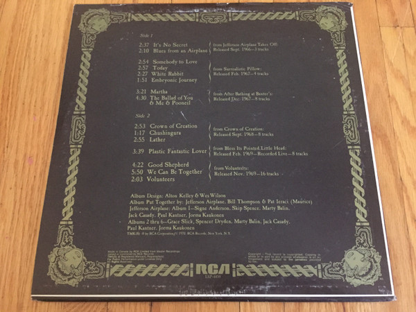 Jefferson Airplane - The Worst Of Jefferson Airplane [Vinyl] | RCA (LSP-4459) - 2