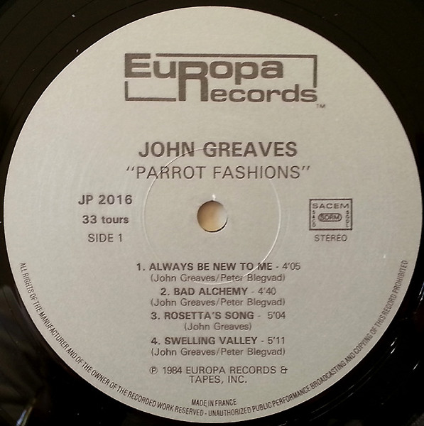 John Greaves - Parrot Fashions | Europa Records (JP 2016) - 4 John Greaves - Parrot Fashions | Europa Records (JP 2016) - 4