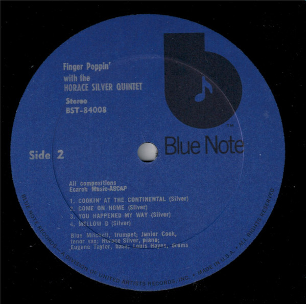 The Horace Silver Quintet - Finger Poppin' With The Horace Silver Quintet | Blue Note (BST 84008) - 4