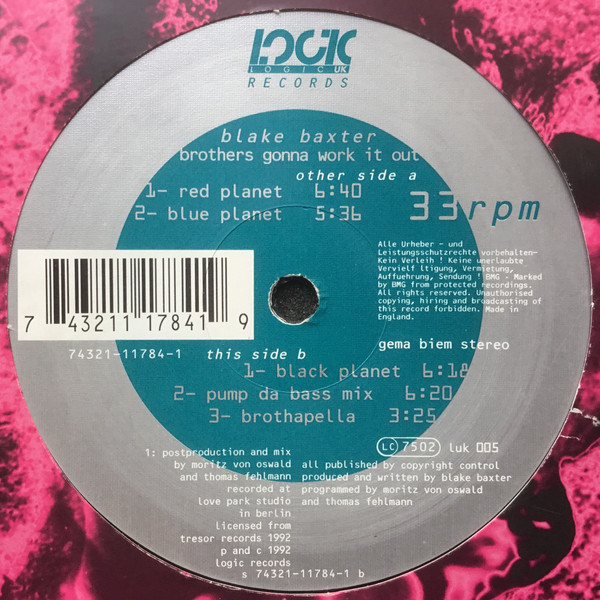 Blake Baxter - Brothers Gonna Work It Out | Logic Records (luk 005) - 2