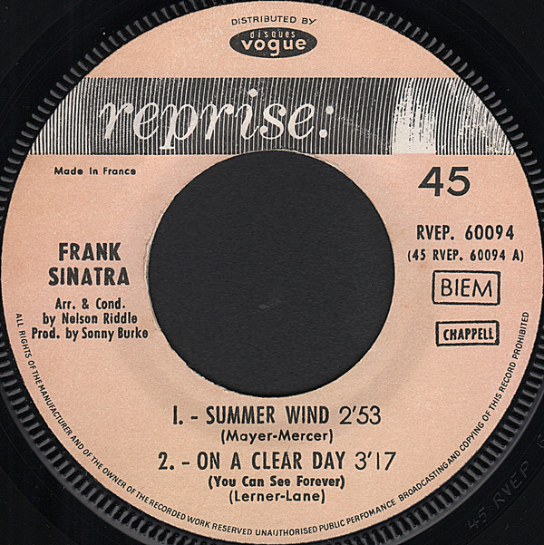 Frank Sinatra - Summer Wind | Reprise Records (RVEP 60 094) - 2 Frank Sinatra - Summer Wind | Reprise Records (RVEP 60 094) - 2