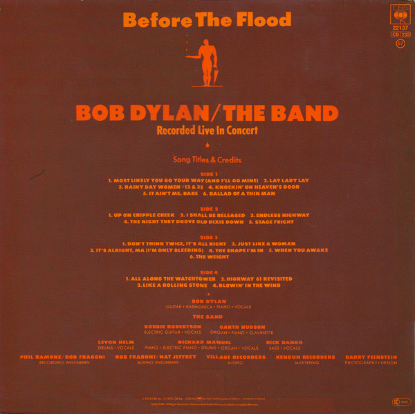Bob Dylan / The Band - Before The Flood | CBS (CBS 22137) - 2