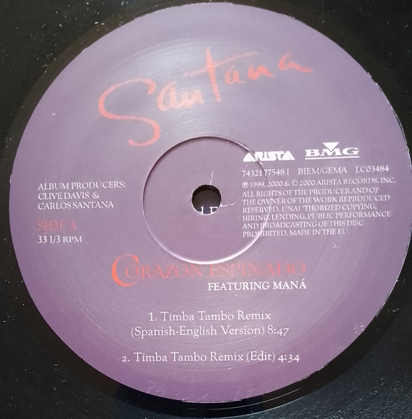 Santana Featuring Maná - Corazon Espinado | Arista (74321 77548 1) - 3