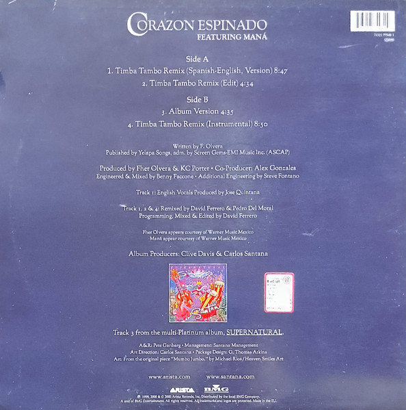 Santana Featuring Maná - Corazon Espinado | Arista (74321 77548 1) - 2