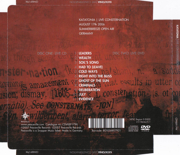 Katatonia - Live Consternation | Peaceville (CDVILEF179X) - 2
