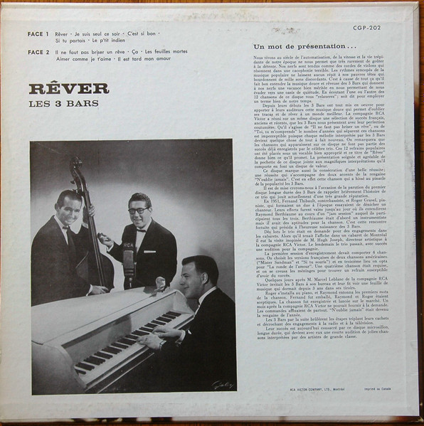 Les 3 Bars - Rêver | RCA Victor (CGP-202) - 2 Les 3 Bars - Rêver | RCA Victor (CGP-202) - 2
