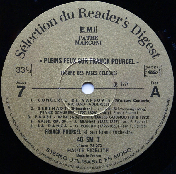 Franck Pourcel - Pleins Feux Sur Franck Pourcel 7 - Encore Des Pages Célèbres | Reader's Digest (40 SM 7) - 4