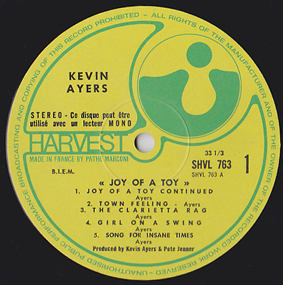 Kevin Ayers - Joy Of A Toy | Harvest (SHVL 763) - 4 Kevin Ayers - Joy Of A Toy | Harvest (SHVL 763) - 4