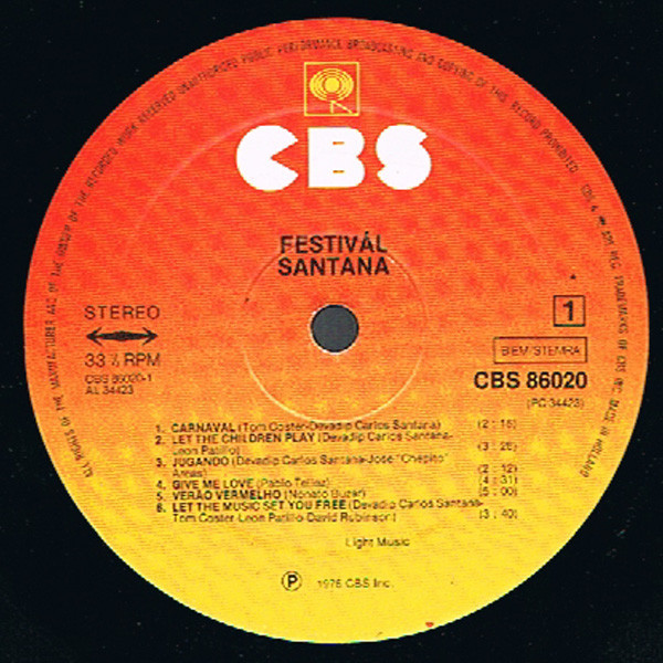 Santana - Festivál | CBS (CBS 86020) - 2