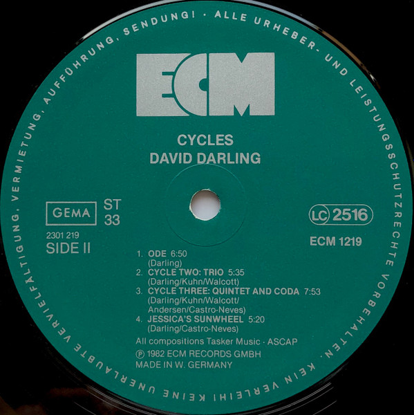 David Darling - Cycles | ECM Records (ECM 1219) - 4 David Darling - Cycles | ECM Records (ECM 1219) - 4