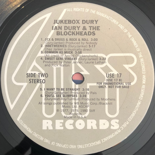 Ian Dury And The Blockheads - Jukebox Dury | Stiff America (USE 17) - 2 Ian Dury And The Blockheads - Jukebox Dury | Stiff America (USE 17) - 2