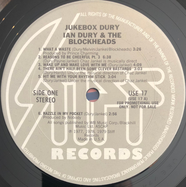 Ian Dury And The Blockheads - Jukebox Dury | Stiff America (USE 17) Ian Dury And The Blockheads - Jukebox Dury | Stiff America (USE 17)
