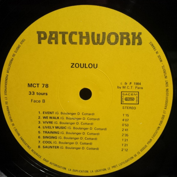 Guy Boulanger , Denis Cottard , B. Dubois - Zoulou | Patchwork (MCT 78) - 4