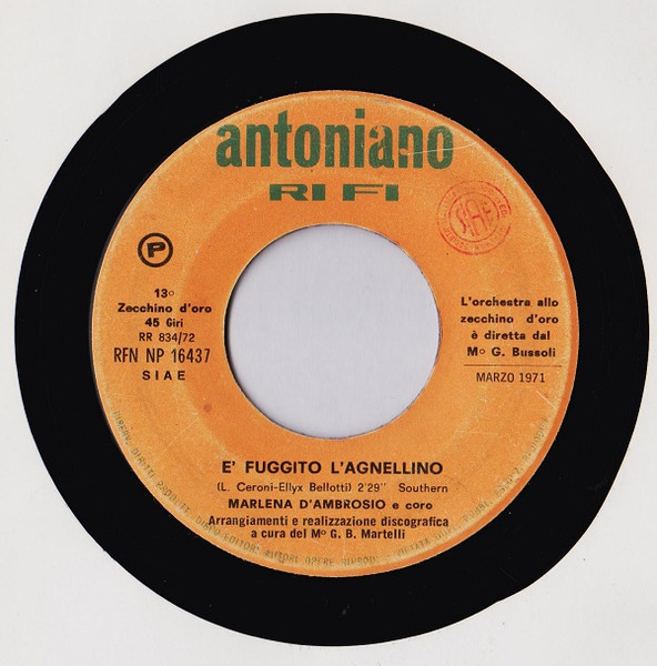 Daniele Borgatti E Tsuyoshi Suda / Marlena D'Ambrosio - Il Karatè / È Fuggito L'Agnellino | Antoniano (RFN NP 16437) - 2 Daniele Borgatti E Tsuyoshi Suda / Marlena D'Ambrosio - Il Karatè / È Fuggito L'Agnellino | Antoniano (RFN NP 16437) - 2