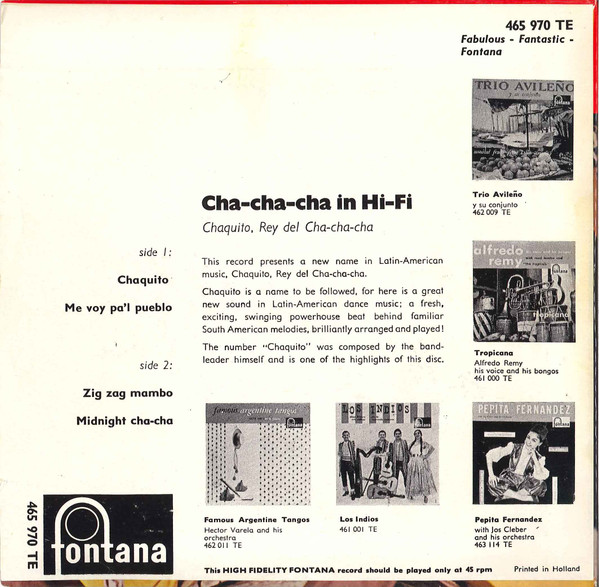 Chaquito And His Orchestra - Cha, Cha, Cha In Hi Fi | Fontana (465 970 TE) - 2