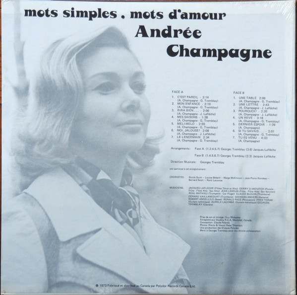 Andrée Champagne - Mots Simples Mots D'Amour | Polydor (2424 077) - 2