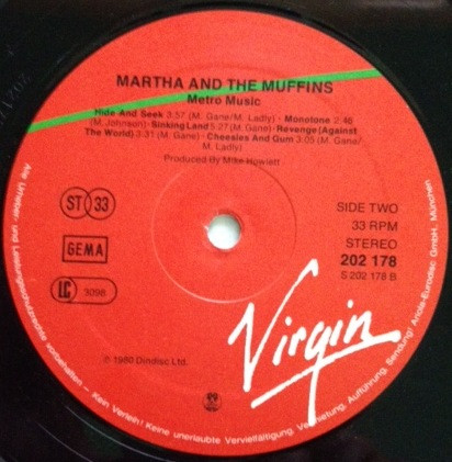 Martha And The Muffins - Metro Music | Virgin (202 178-320) - 2
