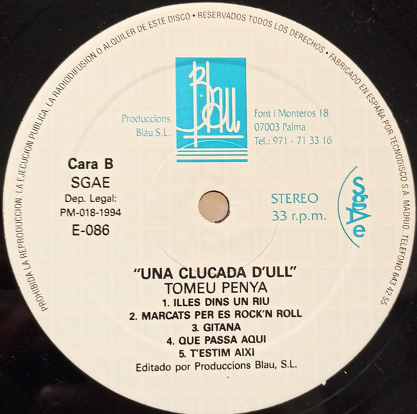 Tomeu Penya - Una Aclucada D'Ull | Blau (BLAU 086) - 4 Tomeu Penya - Una Aclucada D'Ull | Blau (BLAU 086) - 4