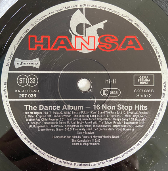 Various - The Dance Album - 16 Non Stop Hits | Hansa (207 036-620) - 4