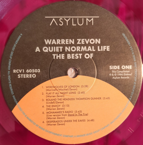 Warren Zevon - A Quiet Normal Life: The Best Of Warren Zevon | Asylum Records (RCV1 60503) - 3 Warren Zevon - A Quiet Normal Life: The Best Of Warren Zevon | Asylum Records (RCV1 60503) - 3