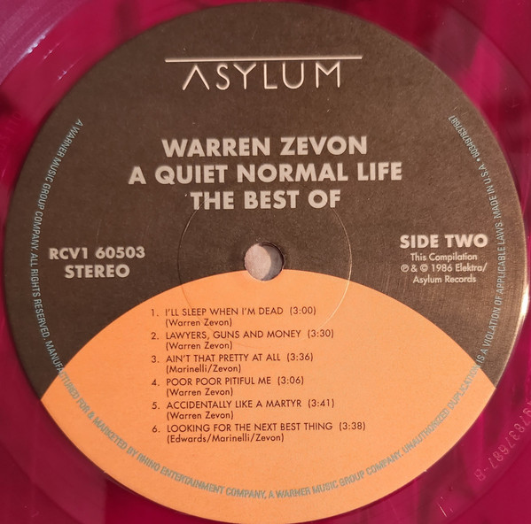 Warren Zevon - A Quiet Normal Life: The Best Of Warren Zevon | Asylum Records (RCV1 60503) - 4 Warren Zevon - A Quiet Normal Life: The Best Of Warren Zevon | Asylum Records (RCV1 60503) - 4