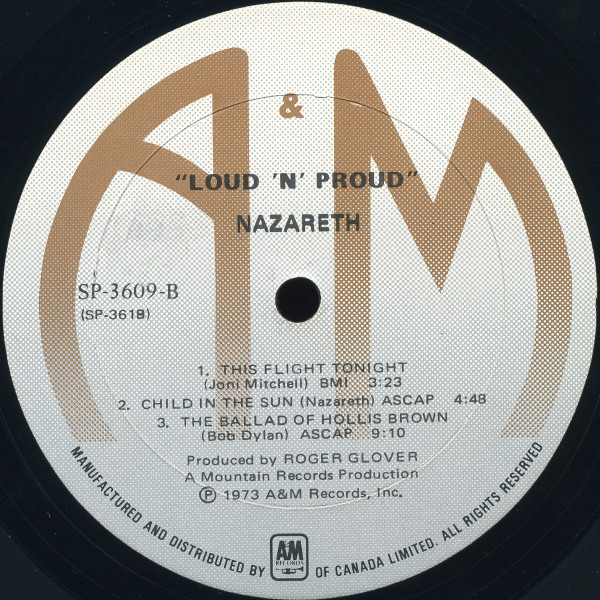 Nazareth - Loud'N'Proud | A&M Records (SP3609) - 4