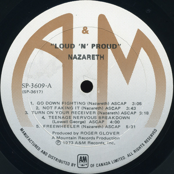 Nazareth - Loud'N'Proud | A&M Records (SP3609) - 3