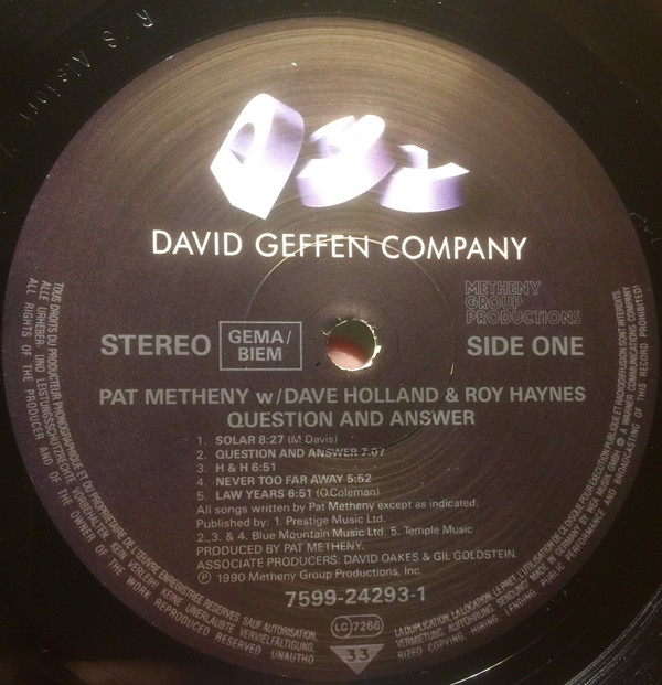 Pat Metheny w/ Dave Holland & Roy Haynes - Question And Answer | Geffen Records (7599-24293-1) - main