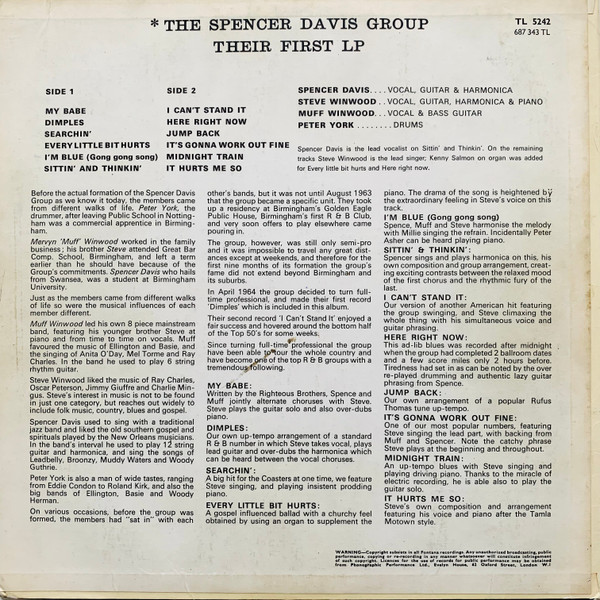 The Spencer Davis Group - Their First LP | Fontana (TL 5242) - 2 The Spencer Davis Group - Their First LP | Fontana (TL 5242) - 2