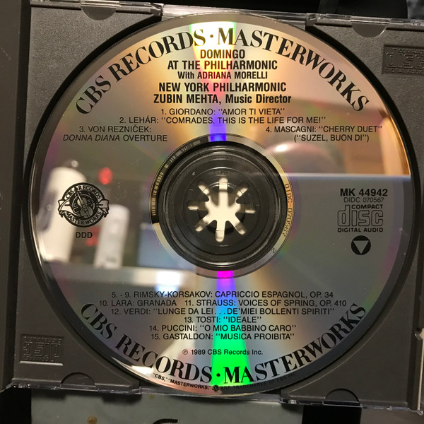 Placido Domingo , Adriana Morelli , New York Philharmonic , Zubin Mehta - Domingo At The Philharmonic With Adriana Morelli | CBS Masterworks (MK 44942) - 3 Placido Domingo , Adriana Morelli , New York Philharmonic , Zubin Mehta - Domingo At The Philharmonic With Adriana Morelli | CBS Masterworks (MK 44942) - 3